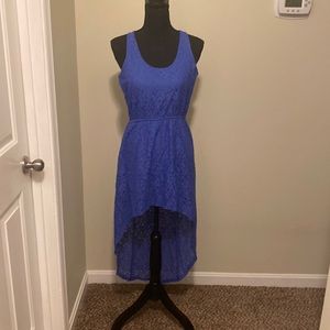 Blue lace high-low dress or can be worn as a top